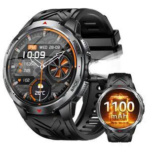 Military Smart Watch for Men with 1100 mAh Battery/LED Flashlight/1.7" HD | Rugged Tactical Smartwatch with Text and Call/Compass, 5ATM Waterproof Fitness Tracker with HR/Sleep Monitor for iOS Android Military Smart Watch for Men with 1100 mAh Battery/LED Flashlight/1.7" HD | Rugged Tactical Smartwatch with Text and Call/Compass, 5ATM Waterproof Fitness Tracker with HR/Sleep Monitor for iOS Android