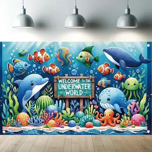 Underwater World Backdrop Banner Ocean Party Decoration Cute Sea Animal Banner for Kids Birthday Baby Shower Photography Background Photo Booth Wall Decor 71 x43 Inch Underwater World Backdrop Banner Ocean Party Decoration Cute Sea Animal Banner for Kids Birthday Baby Shower Photography Background Photo Booth Wall Decor 71 x43 Inch