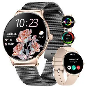 Smart Watch for Women(Dial/Answer Calls), 1.43" AMOLED HD Display, 100+ Sport Mode Fitness Tracker, 5ATM Waterproof/IP68/Sleep Smartwatch Womens, Ladies Smart Watches for iOS Android (Black Gold) Smart Watch for Women(Dial/Answer Calls), 1.43" AMOLED HD Display, 100+ Sport Mode Fitness Tracker, 5ATM Waterproof/IP68/Sleep Smartwatch Womens, Ladies Smart Watches for iOS Android (Black Gold)