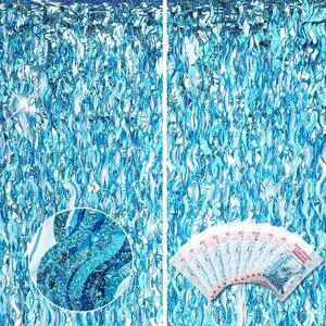 10 Pieces 3.3 x 6.6 Ft Foil Fringe Backdrop Party Wavy Tinsel Fringe Curtain Streamer for Happy New Year Carnival Party Favor 80s 90s Disco Ocean Sea Mermaid Birthday Wedding(Blue) 10 Pieces 3.3 x 6.6 Ft Foil Fringe Backdrop Party Wavy Tinsel Fringe Curtain Streamer for Happy New Year Carnival Party Favor 80s 90s Disco Ocean Sea Mermaid Birthday Wedding(Blue)