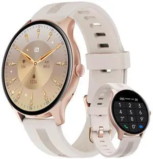 Smart Watch for Women Men Answer/Make Calls for iPhone/Android Cream | 1.4" HD Round Fitness Tracker Watch, Heart Rate/Sleep Monitor, Step/Calories Counter, Track 100+ Sport Types, IP68 Waterproof Smart Watch for Women Men Answer/Make Calls for iPhone/Android Cream | 1.4" HD Round Fitness Tracker Watch, Heart Rate/Sleep Monitor, Step/Calories Counter, Track 100+ Sport Types, IP68 Waterproof