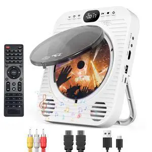 Mini CD DVD Player for TV - Portable Bluetooth CD DVD Player with HDMI & AV Cables, Built-in Speakers, USB/AUX Playback, 1080P Upscaling, Wall-Mountable Compact Desktop Player for Home Mini CD DVD Player for TV - Portable Bluetooth CD DVD Player with HDMI & AV Cables, Built-in Speakers, USB/AUX Playback, 1080P Upscaling, Wall-Mountable Compact Desktop Player for Home