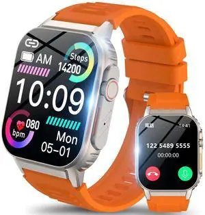 Smart Watch for Men Women(Dial/Answer Calls), Activity Trackers with Heart Rate/Sleep Monitor, 100 Sports Modes/IP68 Waterproof, 2.01" HD Touchscreen Fitness Watch Compatible with Android iOS (Orange) Smart Watch for Men Women(Dial/Answer Calls), Activity Trackers with Heart Rate/Sleep Monitor, 100 Sports Modes/IP68 Waterproof, 2.01" HD Touchscreen Fitness Watch Compatible with Android iOS (Orange)