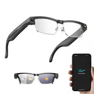 AI Smart Glasses with 8MP Camera Bluetooth Sunglasses for Men with Real-Time Translation, Voice Assistant, Open-Ear Audio, Auto Photochromic Lenses Lenses AI Smart Glasses with 8MP Camera Bluetooth Sunglasses for Men with Real-Time Translation, Voice Assistant, Open-Ear Audio, Auto Photochromic Lenses Lenses