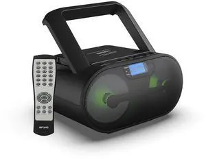 Portable CD Player Boombox AM FM Radio, Bluetooth, USB, Aux-Input, MP3 CD Stereo Sound with Bass Boost, Party Lights, Headphone Jack, Backlit LCD Display, with Remote, Black Portable CD Player Boombox AM FM Radio, Bluetooth, USB, Aux-Input, MP3 CD Stereo Sound with Bass Boost, Party Lights, Headphone Jack, Backlit LCD Display, with Remote, Black