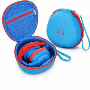 Hard Shell Kids Headphone Case for iClever for EarFun, Blue | Protective Case With Cable Pocket and Handle for Foldable Kids Headphones for Home and Travel, Box Only Hard Shell Kids Headphone Case for iClever for EarFun, Blue | Protective Case With Cable Pocket and Handle for Foldable Kids Headphones for Home and Travel, Box Only
