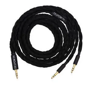 Tripowin GranVia Upgraded OFC Headphone Replacement Cable | Dual 3.5mm Connector to 3.5mm Stereo Headphone Cable for HE4XX/HE-400i/HE400se/Goldplanar/Focal ELEGIA, Black, 1.5m Tripowin GranVia Upgraded OFC Headphone Replacement Cable | Dual 3.5mm Connector to 3.5mm Stereo Headphone Cable for HE4XX/HE-400i/HE400se/Goldplanar/Focal ELEGIA, Black, 1.5m