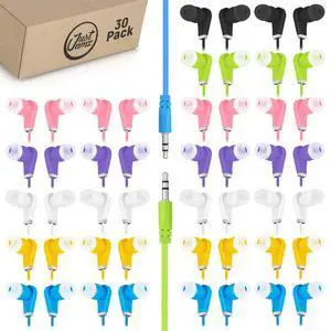 Earbuds Bulk Bits, 30 Pack | Multicolored Earbuds Pack, in-Ear 3.5mm Stereo in-Ear Headphones, Ear Buds Bulk, Disposable Headphones, Multi-Color Earphones | School, Classroom, Library Earbuds Bulk Bits, 30 Pack | Multicolored Earbuds Pack, in-Ear 3.5mm Stereo in-Ear Headphones, Ear Buds Bulk, Disposable Headphones, Multi-Color Earphones | School, Classroom, Library