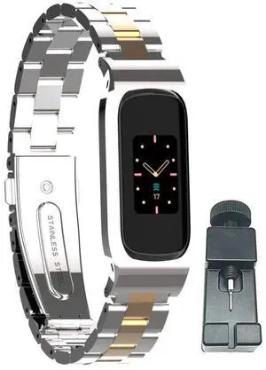 Compatible with Fitbit Luxe Bands,Stainless Steel Metal Replacement Strap Wrist Band Compatible for Luxe Fitness Tracker Compatible with Fitbit Luxe Bands,Stainless Steel Metal Replacement Strap Wrist Band Compatible for Luxe Fitness Tracker