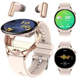 Smart Watch with Earbuds,2 in 1 TWS Smartwatches,1.43" Colorful AMOLED Display Smartwatch for Android iOS,Waterproof Fitness Tracker Long Time Standby (Pink) Smart Watch with Earbuds,2 in 1 TWS Smartwatches,1.43" Colorful AMOLED Display Smartwatch for Android iOS,Waterproof Fitness Tracker Long Time Standby (Pink)