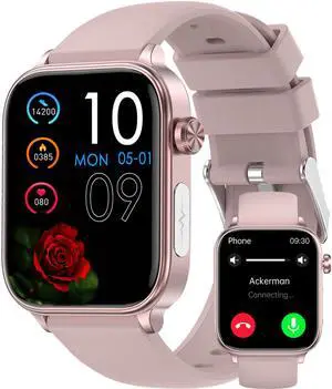 Men's Women's Smart Watch,1.96-inch HD Touchscreen Smartwatch,100+ Sports,Blood Pressure,Heart Rate,Blood Oxygen,Sleep Monitoring,IP68 Waterproof Fitness Tracker,Android iOS iPhone (Pink) Men's Women's Smart Watch,1.96-inch HD Touchscreen Smartwatch,100+ Sports,Blood Pressure,Heart Rate,Blood Oxygen,Sleep Monitoring,IP68 Waterproof Fitness Tracker,Android iOS iPhone (Pink)