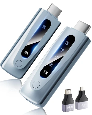 Wireless HDMI Transmitter and Receiver 328FT/100M, 4K Decode 1080P@60Hz Ultra HD Video Output, LED Display, Plug&Play 5G+2.4G for Audio to Monitor from PC/Projector/TV Box (Light Blue) Wireless HDMI Transmitter and Receiver 328FT/100M, 4K Decode 1080P@60Hz Ultra HD Video Output, LED Display, Plug&Play 5G+2.4G for Audio to Monitor from PC/Projector/TV Box (Light Blue)
