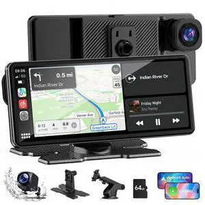 6.86" CarPlay Screen with Dual Dash Cam 2.5K Front 1080P Rear | Apple CarPlay & Android Auto, Mirror Link, Voice Control, GPS Navigation Access maps, music and calls for daily drives 6.86" CarPlay Screen with Dual Dash Cam 2.5K Front 1080P Rear | Apple CarPlay & Android Auto, Mirror Link, Voice Control, GPS Navigation Access maps, music and calls for daily drives