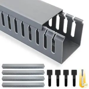 Cable Raceway, 95" Open Slot Cable Management Kit with Upgraded Snap Structure,Wire Cover Cord Hider for Under Desk&Industrial Network/PC/TVs- 23.6" X 1.97" X 2.4" X 4PCS (LWH,Grey) Cable Raceway, 95" Open Slot Cable Management Kit with Upgraded Snap Structure,Wire Cover Cord Hider for Under Desk&Industrial Network/PC/TVs- 23.6" X 1.97" X 2.4" X 4PCS (LWH,Grey)