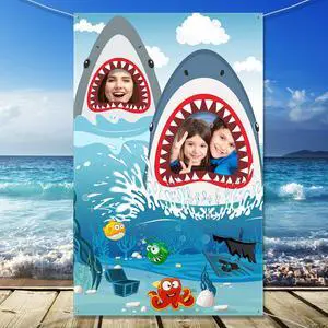 Shark Birthday Decoration Backdrop Ocean Zone Banner Shark Party Decorations Photography Background for Boy Girl Under The Sea Theme Supplies Baby Shower Supplies 63 x 35.4" Shark Birthday Decoration Backdrop Ocean Zone Banner Shark Party Decorations Photography Background for Boy Girl Under The Sea Theme Supplies Baby Shower Supplies 63 x 35.4"