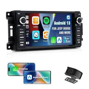 Car Radio Stereo for Jeep Wrangler Chrysler Dodge, CarPlay/Android Auto | Android 13 7" HD Touch Screen Car Radio, HD Reversing Camera, AM/FM Radio, Bluetooth 5.0, GPS Navigation & WiFi, SWC Car Radio Stereo for Jeep Wrangler Chrysler Dodge, CarPlay/Android Auto | Android 13 7" HD Touch Screen Car Radio, HD Reversing Camera, AM/FM Radio, Bluetooth 5.0, GPS Navigation & WiFi, SWC