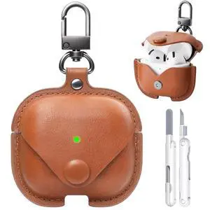 for Airpods 4 Case Leather, Magnetic Automatic Lock for Airpods 4 Case with Keychain & Cleaner Kit, Full Protective Leather Case Cover for Apple Airpods 4th Generation 2024, Men Women (Brown) for Airpods 4 Case Leather, Magnetic Automatic Lock for Airpods 4 Case with Keychain & Cleaner Kit, Full Protective Leather Case Cover for Apple Airpods 4th Generation 2024, Men Women (Brown)