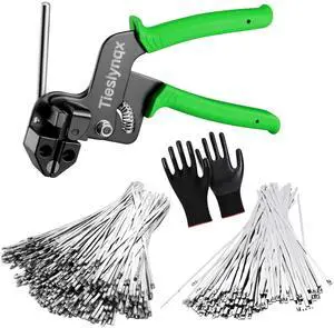 StainlessSteel Cable Tie Gun Set with 200PCS Ties - Special Tool For Fastening And Cutting Metal Cable Ties- Ideal for Chain Link Fence, Dog Fence,Outdoor Fencing, Exhaust Pipe StainlessSteel Cable Tie Gun Set with 200PCS Ties - Special Tool For Fastening And Cutting Metal Cable Ties- Ideal for Chain Link Fence, Dog Fence,Outdoor Fencing, Exhaust Pipe