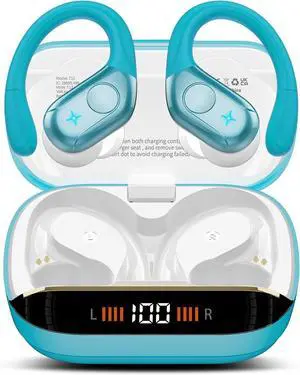 Wireless Earbuds Bluetooth 5.4 Headphones 75H Stereo Deep Bass Sports Over Ear Buds with Earhooks, LED Display Bluetooth Earbuds with 4 ENC Mic, IP7 Waterproof Earphone for Running, Blue Wireless Earbuds Bluetooth 5.4 Headphones 75H Stereo Deep Bass Sports Over Ear Buds with Earhooks, LED Display Bluetooth Earbuds with 4 ENC Mic, IP7 Waterproof Earphone for Running, Blue