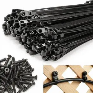 100Pack 8 Inch Black Zip Ties with Screw Hole and 100xM4 Screw | 75 lbs Heavy Duty Mountable Head Cable Ties, Nylon Mount Zip Tie Wire Organizer for Wall, Indoor&Outdoor Use 100Pack 8 Inch Black Zip Ties with Screw Hole and 100xM4 Screw | 75 lbs Heavy Duty Mountable Head Cable Ties, Nylon Mount Zip Tie Wire Organizer for Wall, Indoor&Outdoor Use