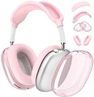 4 in 1 Set for Apple AirPod Max Case Cover, Anti-Scratch Ear Pad Covers/Ear Cups Cover/Headband Cover, AirPod Max Covers Accessories for Apple AirPods Max (2020 Lightning /2024 USB-C)-Clear Pink 4 in 1 Set for Apple AirPod Max Case Cover, Anti-Scratch Ear Pad Covers/Ear Cups Cover/Headband Cover, AirPod Max Covers Accessories for Apple AirPods Max (2020 Lightning /2024 USB-C)-Clear Pink