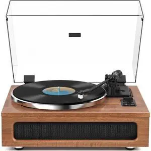 All-in-One Vintage Record Player High Fidelity Belt Drive Turntable for Vinyl Records Built-in 2 Tweeter and 2 Bass Stereo Speakers, Vinyl Player with MM Cartridge, Bluetooth, Aux-in, RCA, Auto Stop All-in-One Vintage Record Player High Fidelity Belt Drive Turntable for Vinyl Records Built-in 2 Tweeter and 2 Bass Stereo Speakers, Vinyl Player with MM Cartridge, Bluetooth, Aux-in, RCA, Auto Stop