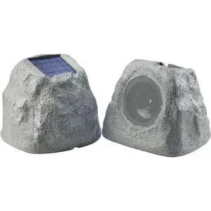 Solar Rock Speakers, Pair, Weather-Resistant (GHRK-500LTMS-PR) | Solar outdoor rock speakers, pair - weatherproof - Bluetooth, multi-link - natural rock look Solar Rock Speakers, Pair, Weather-Resistant (GHRK-500LTMS-PR) | Solar outdoor rock speakers, pair - weatherproof - Bluetooth, multi-link - natural rock look
