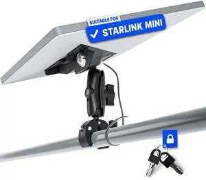 Clamp Mount for Starlink Mini - Double Lock - Anti-Theft | Rust-free, adjustable clamp secures your Starlink Mini to RVs, boats, campers, balconies or roof racks with confidence Clamp Mount for Starlink Mini - Double Lock - Anti-Theft | Rust-free, adjustable clamp secures your Starlink Mini to RVs, boats, campers, balconies or roof racks with confidence