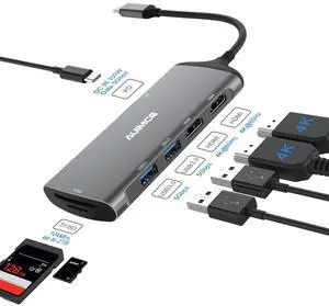 USB-C Docking Station Dual Monitor 2 HDMI 4K@60Hz, 7 in 1 USB C Hub Multiport Hdmi Splitter Adapter, 100W PD Port, 2X USB 3.0, SD/TF Card Reader, Portable Aluminum Dock for Windows Laptops USB-C Docking Station Dual Monitor 2 HDMI 4K@60Hz, 7 in 1 USB C Hub Multiport Hdmi Splitter Adapter, 100W PD Port, 2X USB 3.0, SD/TF Card Reader, Portable Aluminum Dock for Windows Laptops