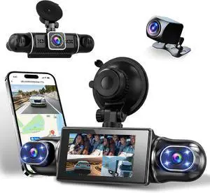 360° Dash Cam for Car, 4-Channel, WiFi&APP, 2K+1080P x3 Front Rear Inside | FHD 4-Way Recording, 8 IR Lights Night Vision, Wide Angle, G-Sensor, Includes 64GB microSD Card, 24/7 Parking Mode 360° Dash Cam for Car, 4-Channel, WiFi&APP, 2K+1080P x3 Front Rear Inside | FHD 4-Way Recording, 8 IR Lights Night Vision, Wide Angle, G-Sensor, Includes 64GB microSD Card, 24/7 Parking Mode