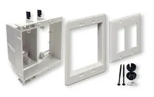 TVBU505-1 Recessed TV Outlet Box, White, 2-Gang | In-Wall Electrical Box, Wall-Mounted TVs, Power & Low Voltage Cable Management TVBU505-1 Recessed TV Outlet Box, White, 2-Gang | In-Wall Electrical Box, Wall-Mounted TVs, Power & Low Voltage Cable Management