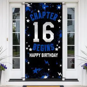 16th Birthday Decorations for Boys Girls Blue Chapter 16 Begins Fabric Backdrop Banner 3x6 FT, 16 Sixteen Birthday Photo Background, Door Decor, Indoor Outdoor Teen Party Supplies 16th Birthday Decorations for Boys Girls Blue Chapter 16 Begins Fabric Backdrop Banner 3x6 FT, 16 Sixteen Birthday Photo Background, Door Decor, Indoor Outdoor Teen Party Supplies