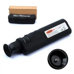 Fiber Optic Inspection Microscope 400x LED Illumination Handheld Anti Slip Rubber SC/LC/FC Connection Fiber Cable Microscope Detector Fiber Optic Inspection Microscope 400x LED Illumination Handheld Anti Slip Rubber SC/LC/FC Connection Fiber Cable Microscope Detector