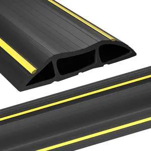 6.5ft Floor Cable Cover, Heavy Duty 3 Channel Cord Protector | PVC Floor Cord Cover, 0.93Mid Channel, Freestanding, Cord Management, Office, Home, Warehouse, Workshop, Outdoor Event 6.5ft Floor Cable Cover, Heavy Duty 3 Channel Cord Protector | PVC Floor Cord Cover, 0.93Mid Channel, Freestanding, Cord Management, Office, Home, Warehouse, Workshop, Outdoor Event