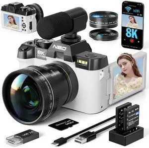 True 8K Digital Cameras for Photography 64MP - WiFi, Wide-Angle & Macro Lens, 16X Zoom Autofocus, 3" 180° Flip Screen, 64GB Card, Vlogging Camera for YouTube Travel(Pearl White) True 8K Digital Cameras for Photography 64MP - WiFi, Wide-Angle & Macro Lens, 16X Zoom Autofocus, 3" 180° Flip Screen, 64GB Card, Vlogging Camera for YouTube Travel(Pearl White)