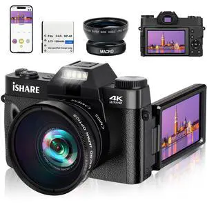 4K Digital Camera for YouTube Compact Video Camera with Microphone Anti-Shake Night Vision 16X Zoom Travel Family Vlogging Daily Recording Beginners Kids 4K Digital Camera for YouTube Compact Video Camera with Microphone Anti-Shake Night Vision 16X Zoom Travel Family Vlogging Daily Recording Beginners Kids