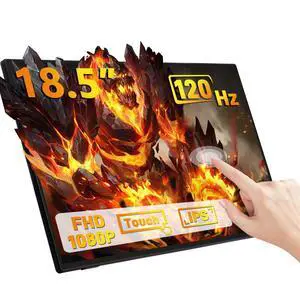 18.5 inch Portable Monitor 1920x1080 IPS Touchscreen 120HZ 1080P Touch Display with HDMI USB-C, Built-in Speakers, Kickstand VESA for Xbox PS4/5 Laptop Mac PC 18.5 inch Portable Monitor 1920x1080 IPS Touchscreen 120HZ 1080P Touch Display with HDMI USB-C, Built-in Speakers, Kickstand VESA for Xbox PS4/5 Laptop Mac PC