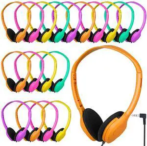 Class Set Headphones for Kids Students School Classroom 20 Pack | Bulk Headphones for Kids Adjustable with 3.5 mm Jack for Library Children Mixed Colors Class Set Headphones for Kids Students School Classroom 20 Pack | Bulk Headphones for Kids Adjustable with 3.5 mm Jack for Library Children Mixed Colors