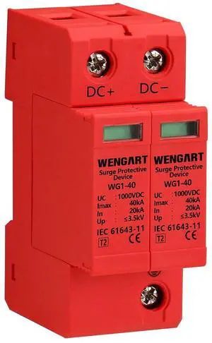 Surge Protective Arrester Device,DC1000V 2P 20-40kA 36mm DIN Rail Mount,Low Voltage Arrester Device for Lightning Protection Power Distribution and Control Appliances Surge Protective Arrester Device,DC1000V 2P 20-40kA 36mm DIN Rail Mount,Low Voltage Arrester Device for Lightning Protection Power Distribution and Control Appliances