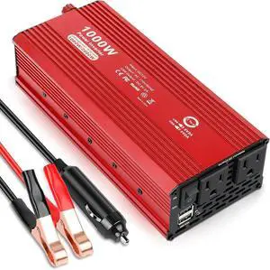 1000W/2000W(Peak) Power Inverter for Vehicles, DC 12V to 110V AC Converter with Dual AC Outlets and Dual USB Car Charger for Car Laptop Computer 1000W/2000W(Peak) Power Inverter for Vehicles, DC 12V to 110V AC Converter with Dual AC Outlets and Dual USB Car Charger for Car Laptop Computer