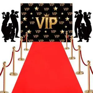 Red Carpet Runner,VIP Photography Backdrop,Backdrop Film Movie Theme Party Decorations Accessory and Red Carpet Runner 2.6 x 15 ft with Tape Red Carpet Runner,VIP Photography Backdrop,Backdrop Film Movie Theme Party Decorations Accessory and Red Carpet Runner 2.6 x 15 ft with Tape
