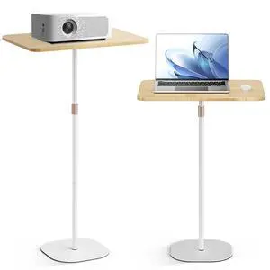 Portable Laptop Floor Stand, Bedside/Sofa Table with Height Adjustable 18''~47'', Stylish Movable Workstation Floor Standing Desk for Office, Meeting Room, Living Room Easy Assembly, White Portable Laptop Floor Stand, Bedside/Sofa Table with Height Adjustable 18''~47'', Stylish Movable Workstation Floor Standing Desk for Office, Meeting Room, Living Room Easy Assembly, White