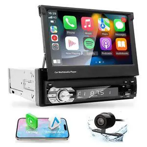 Single Din Carplay Android-Auto-Car-Radio 7-inch Flip Out Touchscreen | Type-C&USB Bluetooth Backup Camera FM/RDS MP5 Player Manual screen Single Din Carplay Android-Auto-Car-Radio 7-inch Flip Out Touchscreen | Type-C&USB Bluetooth Backup Camera FM/RDS MP5 Player Manual screen