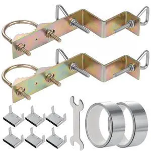 2 Sets Antenna Mast Chimney Mount Bracket, Z-Type Antenna Pole Mounting Clamp for Chimney up to 18 Feet in Diameter 2 Sets Antenna Mast Chimney Mount Bracket, Z-Type Antenna Pole Mounting Clamp for Chimney up to 18 Feet in Diameter