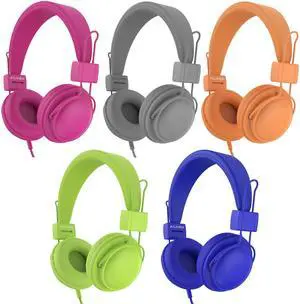 Kids Headphones Wired Bulk 5-Pack for K-5 School Library Travel | HD Mic, 85dB Volume Limit, SharePort, Sticker, 3.5mm Headphones for Classroom/Online Learning/Computer/Chromebook-Colorful Kids Headphones Wired Bulk 5-Pack for K-5 School Library Travel | HD Mic, 85dB Volume Limit, SharePort, Sticker, 3.5mm Headphones for Classroom/Online Learning/Computer/Chromebook-Colorful