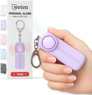 Personal Safety Alarm Keychain - 130dB Siren, LED Light, Panic Pin Compact Self-Defense Device and Emergency Whistle Alternative for Women, College, Travel, and Night Walk Protection (Purple) Personal Safety Alarm Keychain - 130dB Siren, LED Light, Panic Pin Compact Self-Defense Device and Emergency Whistle Alternative for Women, College, Travel, and Night Walk Protection (Purple)