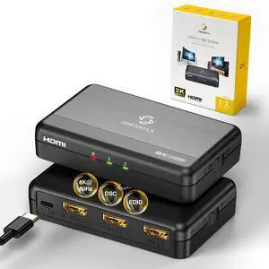 8K HDMI Splitter 1 in 2 Out (Mirror Only) HDMI 2.1 8K@60Hz, 4K@240Hz DSC | 48Gbps, HDCP 2.3, EDID, Auto Downscaling, Duplicate Screens for Dual Monitors, TV, PS5, Xbox 8K HDMI Splitter 1 in 2 Out (Mirror Only) HDMI 2.1 8K@60Hz, 4K@240Hz DSC | 48Gbps, HDCP 2.3, EDID, Auto Downscaling, Duplicate Screens for Dual Monitors, TV, PS5, Xbox