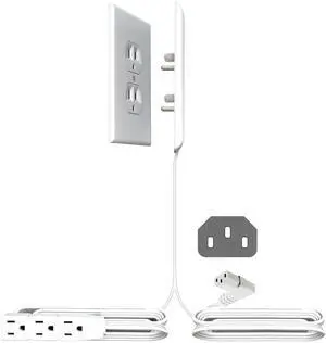 Original & Patented Ultra-Thin Outlet Concealer with Cord Concealer Kit, 5 Foot A/C Power Cord and C7 or C13 Connector for TV, and 5 Foot Cord, 3 Outlet Power Strip Original & Patented Ultra-Thin Outlet Concealer with Cord Concealer Kit, 5 Foot A/C Power Cord and C7 or C13 Connector for TV, and 5 Foot Cord, 3 Outlet Power Strip