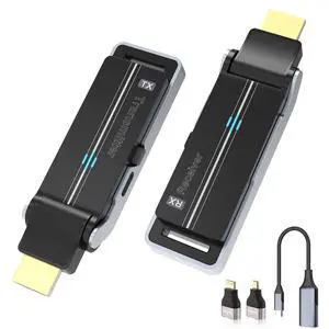 Wireless HDMI Transmitter & Receiver Kit with Heat Dissipation, 90° Bendable Interface, Dual-Band 2.4G/5G - Stream Video & Audio from Laptops/TV Boxes/Projectors to Monitors (Equip USB-C to HDMI) Wireless HDMI Transmitter & Receiver Kit with Heat Dissipation, 90° Bendable Interface, Dual-Band 2.4G/5G - Stream Video & Audio from Laptops/TV Boxes/Projectors to Monitors (Equip USB-C to HDMI)