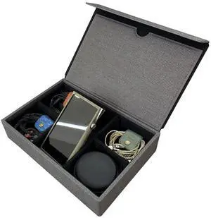 Multi Carrying Case for 6 Earphones or 1 Music Player + 4 IEM Earphones, Handmade Italy PU Leather Hard Cover Storage Box (Multi Carrying Case-Black) Multi Carrying Case for 6 Earphones or 1 Music Player + 4 IEM Earphones, Handmade Italy PU Leather Hard Cover Storage Box (Multi Carrying Case-Black)